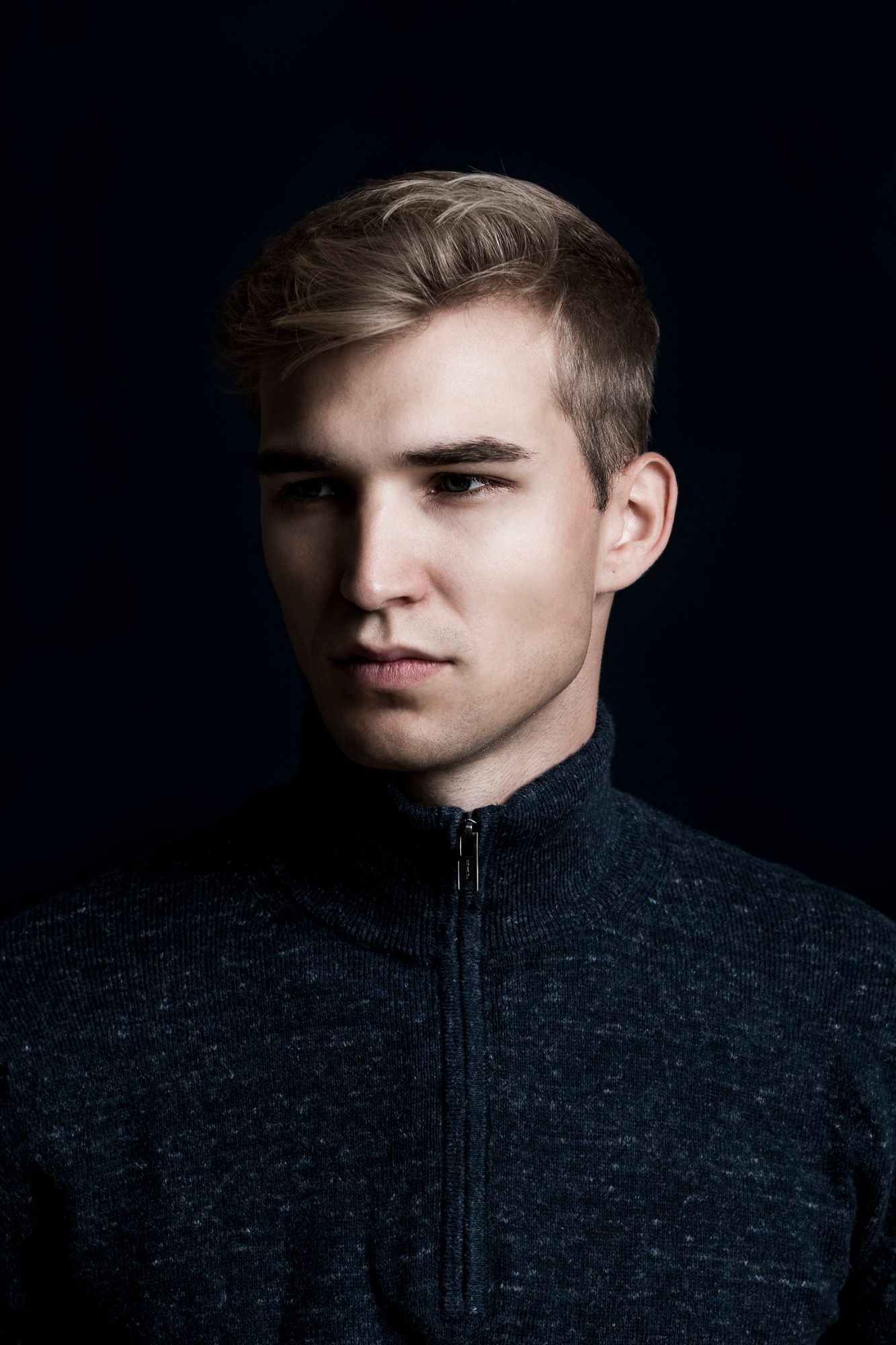 guy; model portrait on dark background